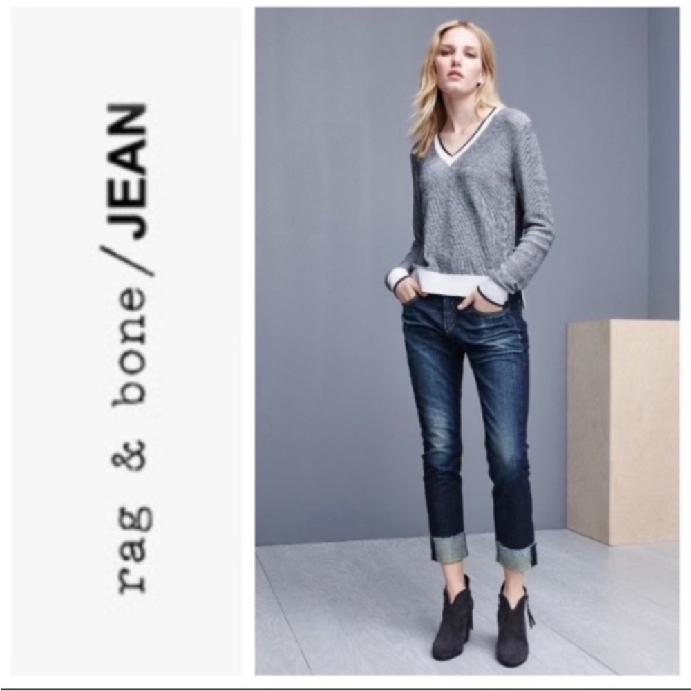 Rag & Bone Dre Jeans Yesler Dark Wash Blue Ankle Designer Denim 30 NWT